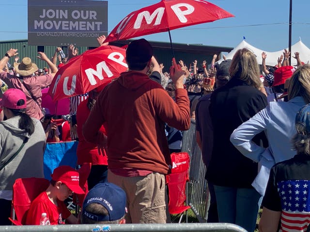 <p>Trump supporters have started to arrive at the rally site in Waco, Texas</p>