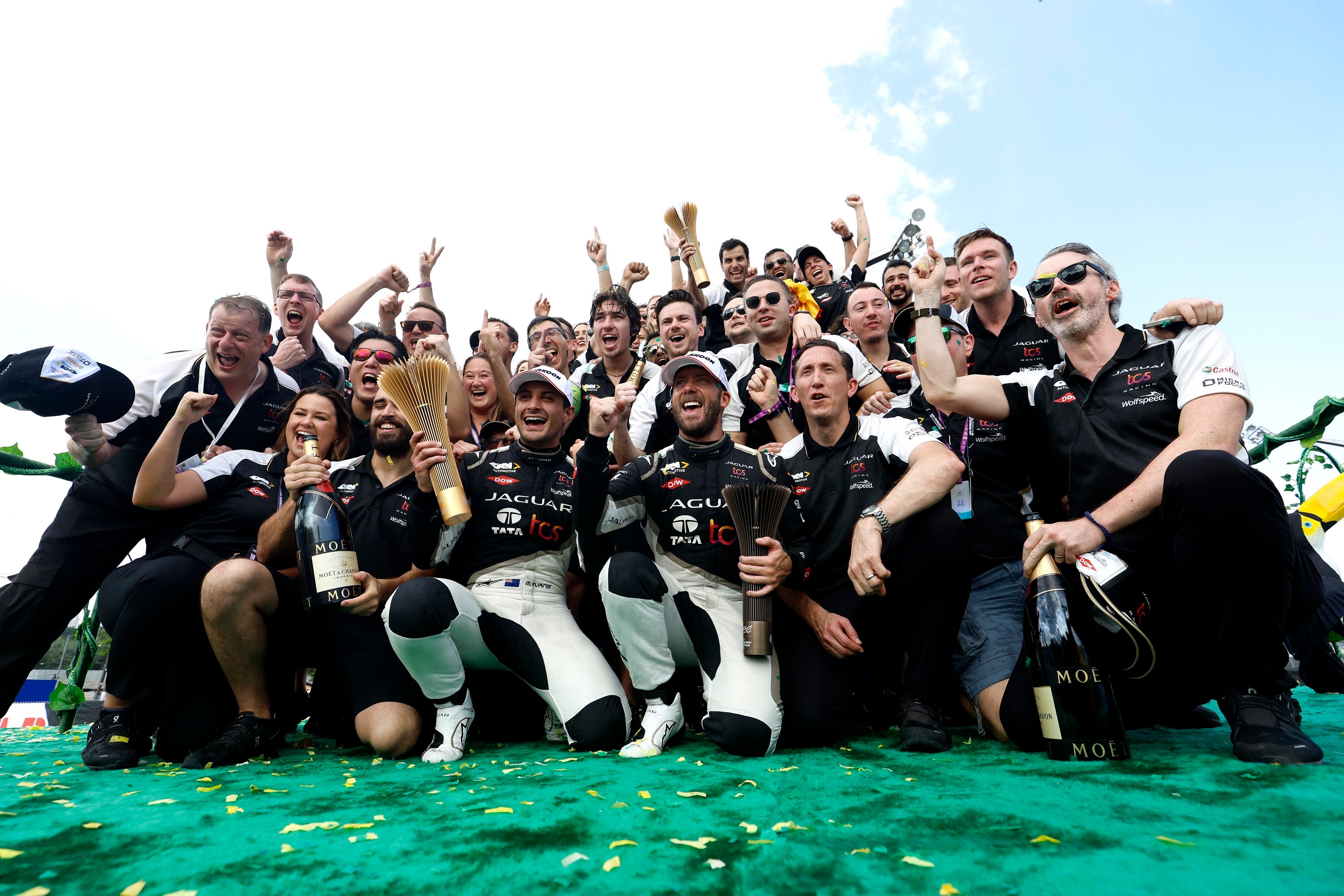 The Jaguar team celebrate after their success in Brazil
