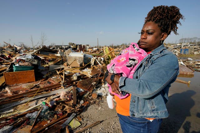 <p>At least 25 people were killed in Mississippi and one in Alabama after tornadoes swept across a 170-mile path overnight on Friday </p>