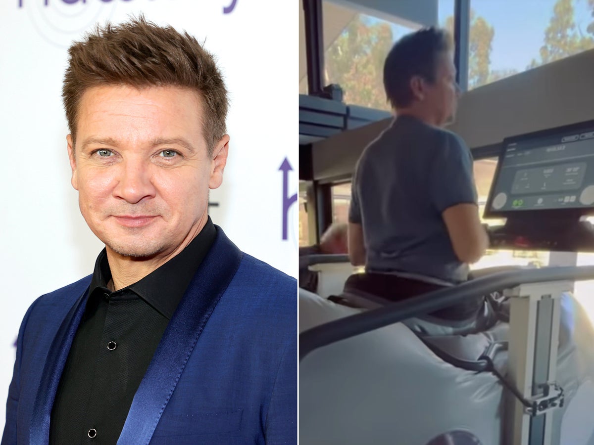 Jeremy Renner walks on anti-gravity treadmill three months after snowplough accident