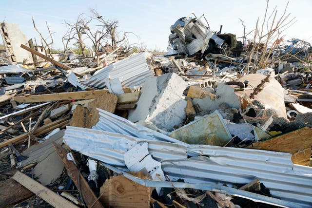 <p>These remnants of homes destroyed by the Friday night tornado that hit Rolling Folk, Mississippi </p>