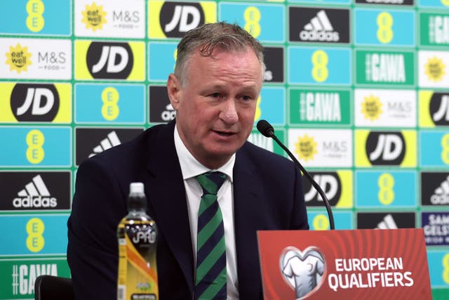 Northern Ireland manager Michael O’Neill in a press conference following the UEFA Euro 2024 Group H qualifying match at Windsor Park Stadium, Belfast. Picture date: Sunday March 26, 2023.