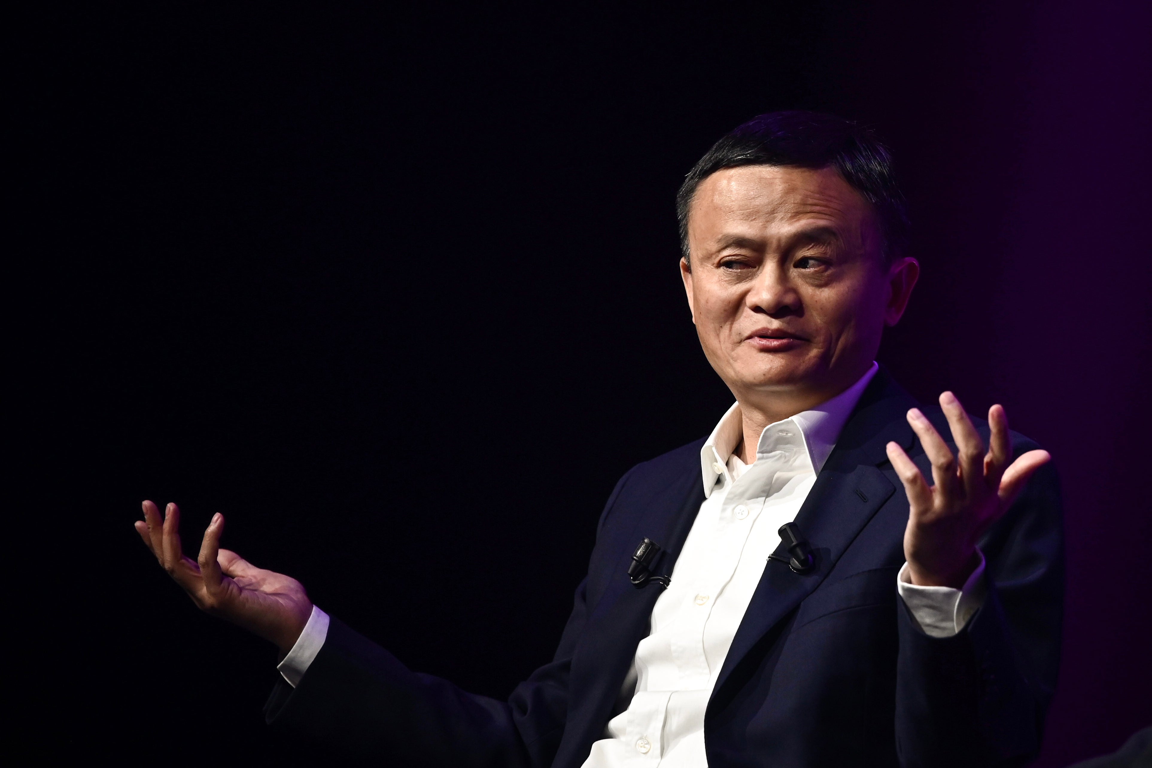 File photo: Jack Ma, CEO of Chinese e-commerce giant Alibaba, gestures as he speaks during his visit at the Vivatech startups and innovation fair, in Paris on 16 May 2019