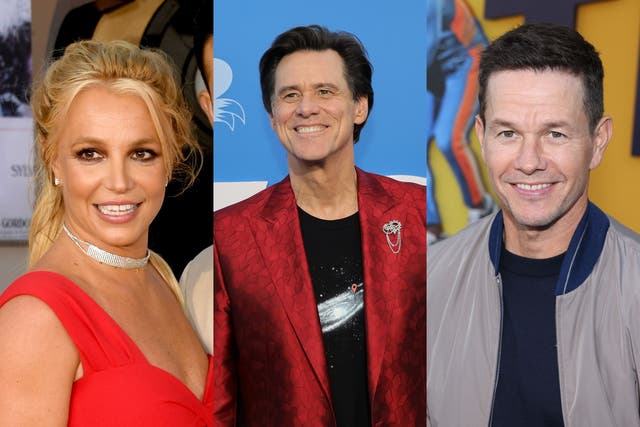 <p>From left to right: Britney Spears, Jim Carrey, Mark Wahlberg are among Hollywood stars who are selling or have sold their homes in Los Angeles</p>