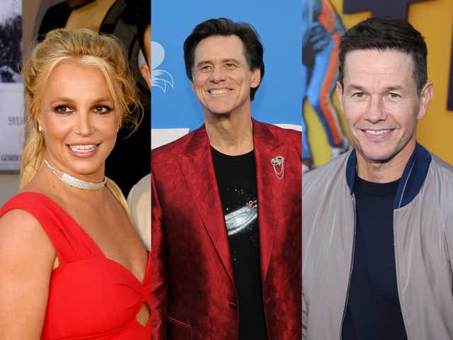 De izquierda a derecha: Britney Spears, Jim Carrey, Mark Wahlberg se encuentran entre las estrellas de Hollywood que están vendiendo o han vendido sus casas en Los Ángeles.