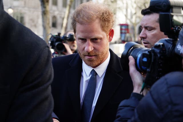 The Duke of Sussex arrives at the Royal Courts Of Justice (PA)