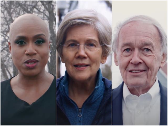 <p>Ayanna Pressley, Elizabeth Warren, and Ed Markey</p>