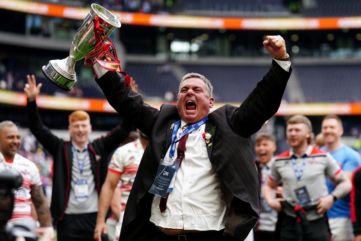 Owner Derek Beaumont dreaming of the day Leigh face rivals Wigan at Wembley Owner Derek Beaumont dreaming of the day Leigh face rivals Wigan at Wembley