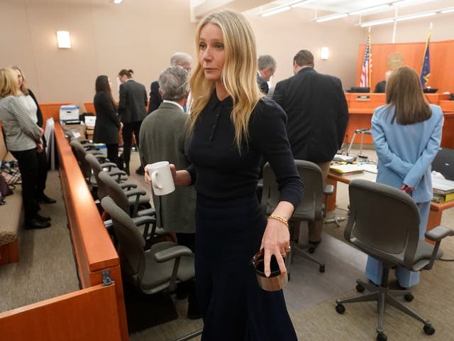<p>Gwyneth Paltrow exits the courtroom on 24 March 2023, in Park City, Utah</p>