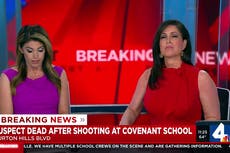 Nashville: Reporter fights back tears as children’s school goes into precautionary lockdown