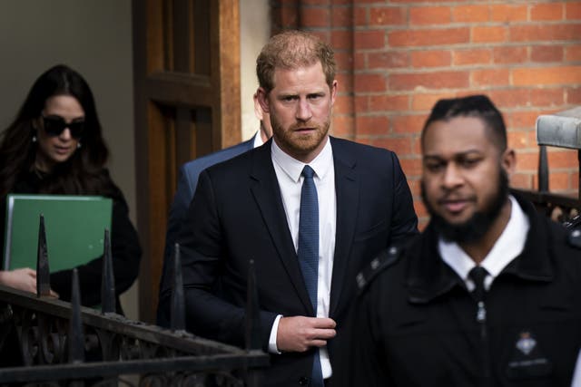 The Duke of Sussex leaving the Royal Courts of Justice on Monday (/PA)