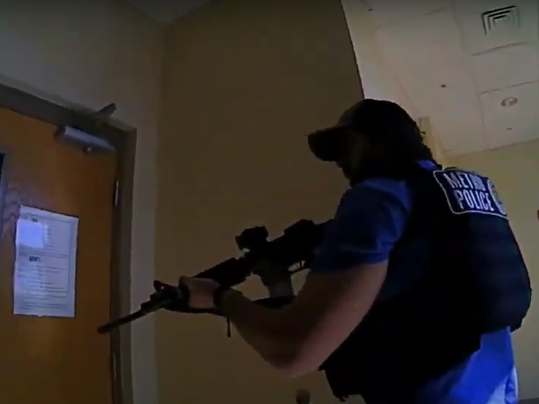 Police bodycam of the response to the active shooter situation at The Covenant School, Nashville, Tennessee