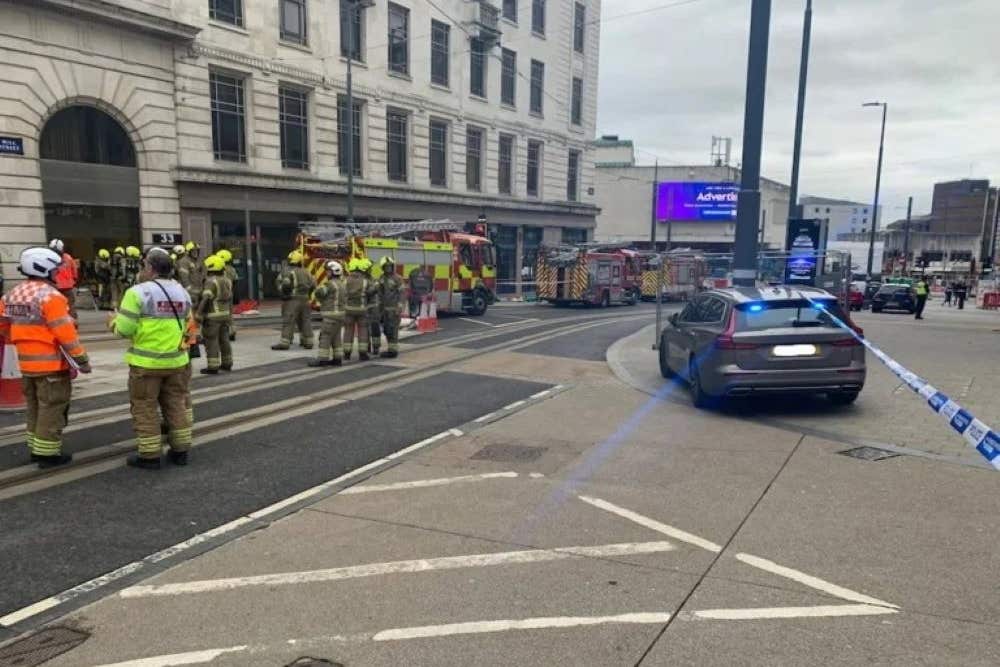 The scene in Bull Street, Birmingham, after an unknown substance was found (West Midlands Fire Service/PA)