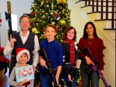 GOP lawmaker for area of Nashville school shooting criticised for family Christmas photo posing with guns