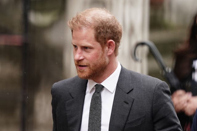 The Duke of Sussex leaving the Royal Courts Of Justice (Jordan Pettitt/PA)