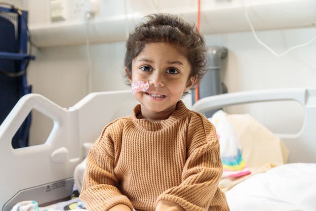 Three-year-old Great Ormond Street Hospital patient Yumna was diagnosed with stage four high-risk neuroblastoma in December 2021 just days after her second birthday (GOSH Charity/PA)