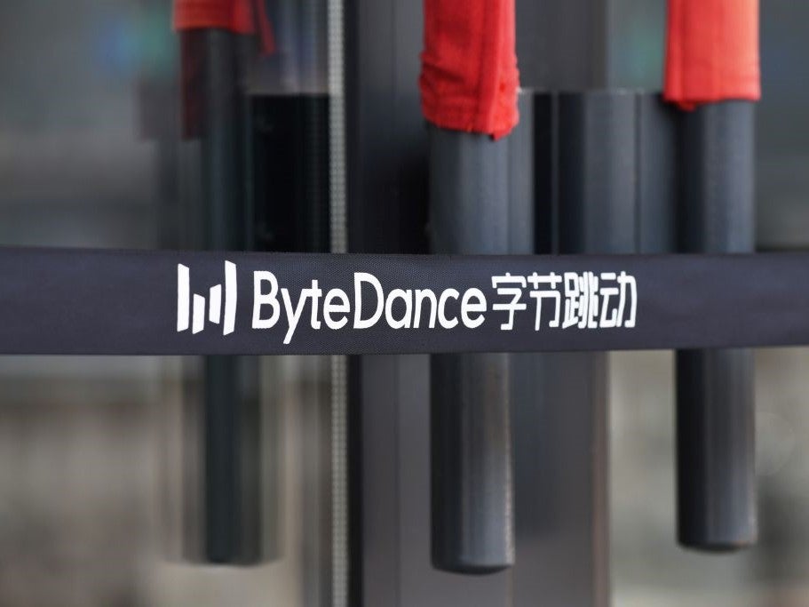 The ByteDance logo is seen at the entrance to the company’s office in Beijing on 8 July, 2020
