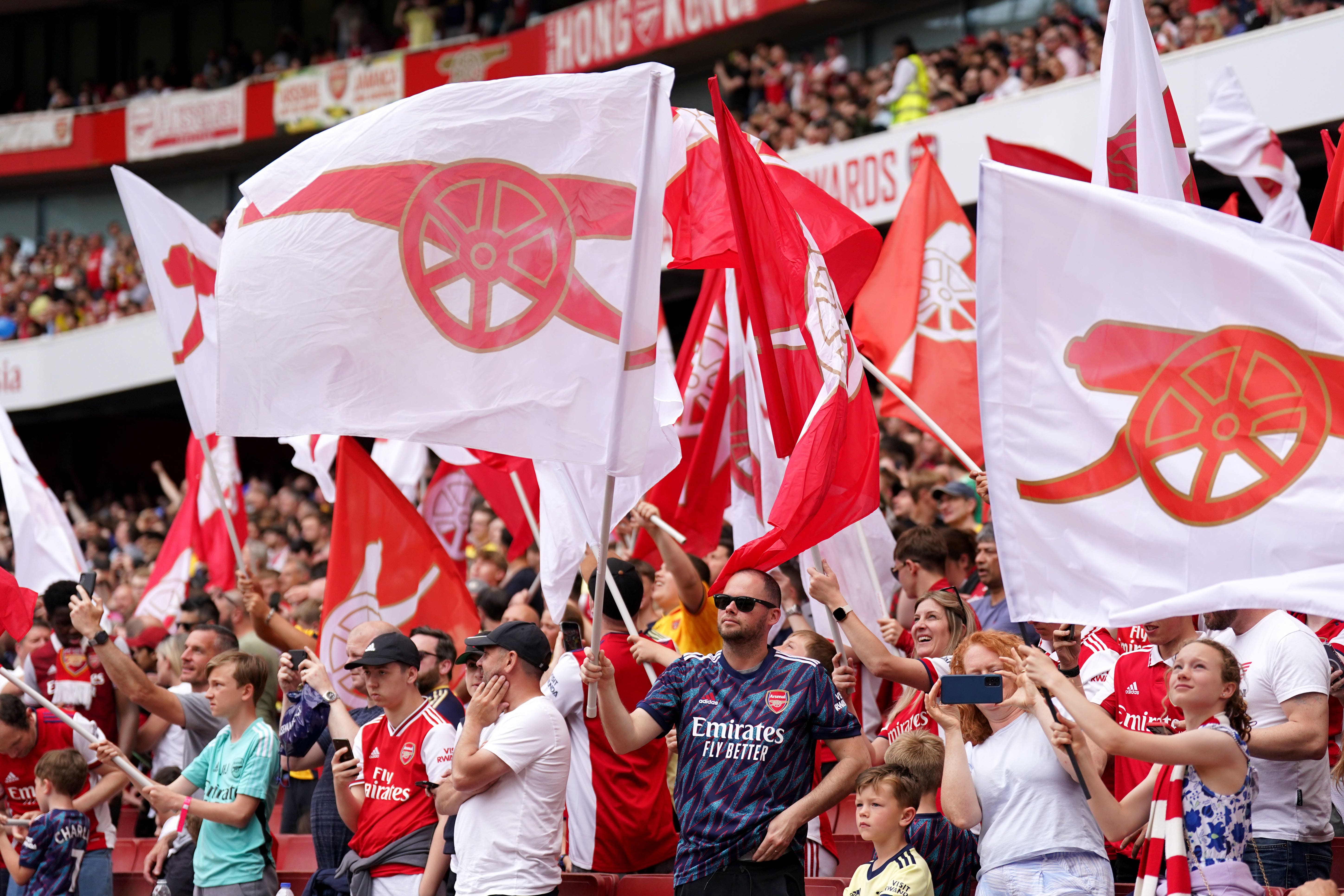 Arsenal hold the title race advantage as the Premier League run-in begins (Tim Goode/PA)
