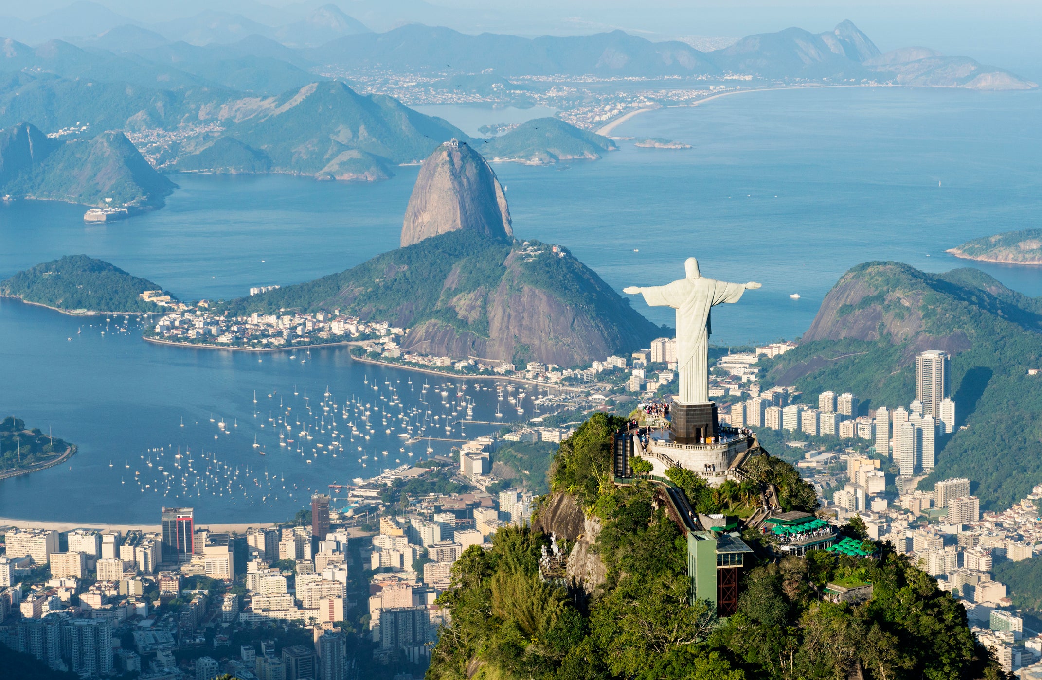 The Christ the Redeemer statue overlooks Rio de Janeiro, Brazil