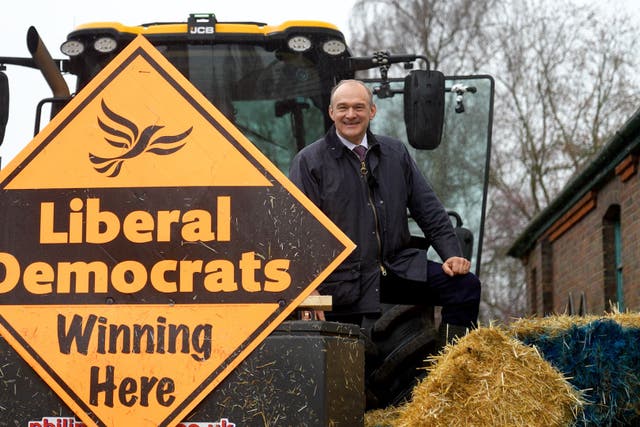 Screen grab taken from PA Video of Liberal Democrat leader Sir Ed Davey launching the party’s local election campaign at a farm in Berkhamsted, Hertfordshire. Picture date: Wednesday March 29, 2023.