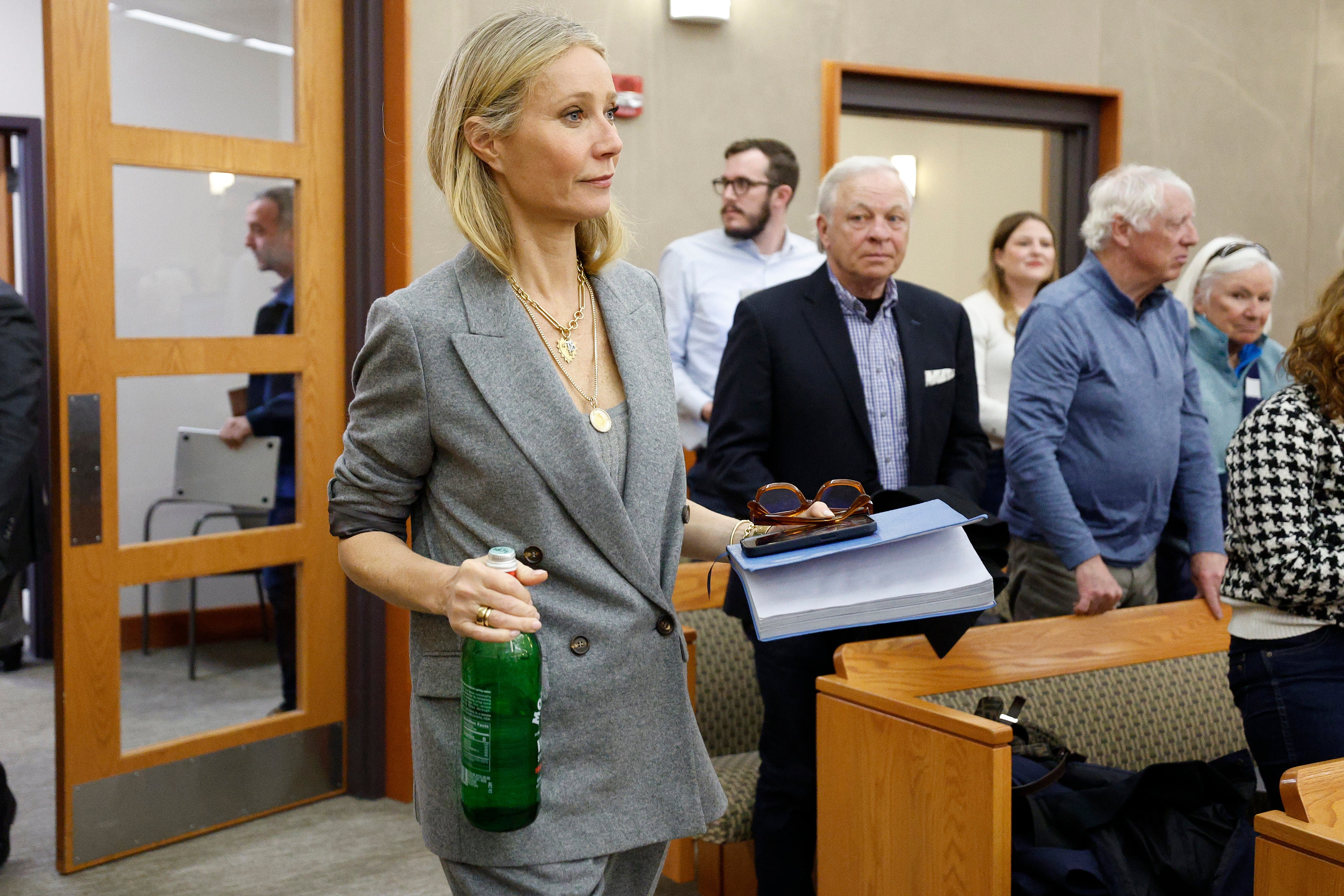 Gwyneth Paltrow enters the courtroom after a lunch break