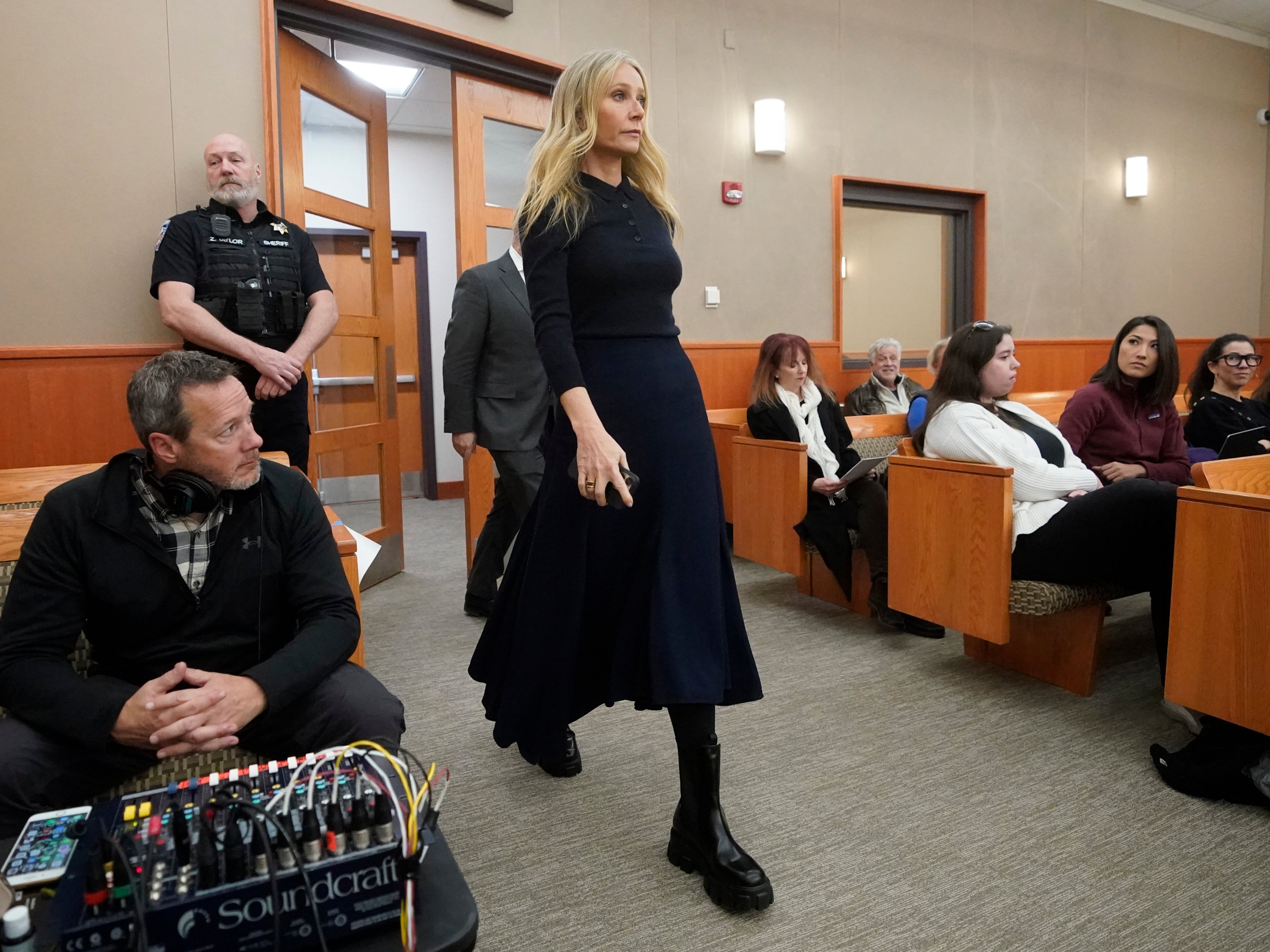 Gwyneth Paltrow enters the courtroom for her trial
