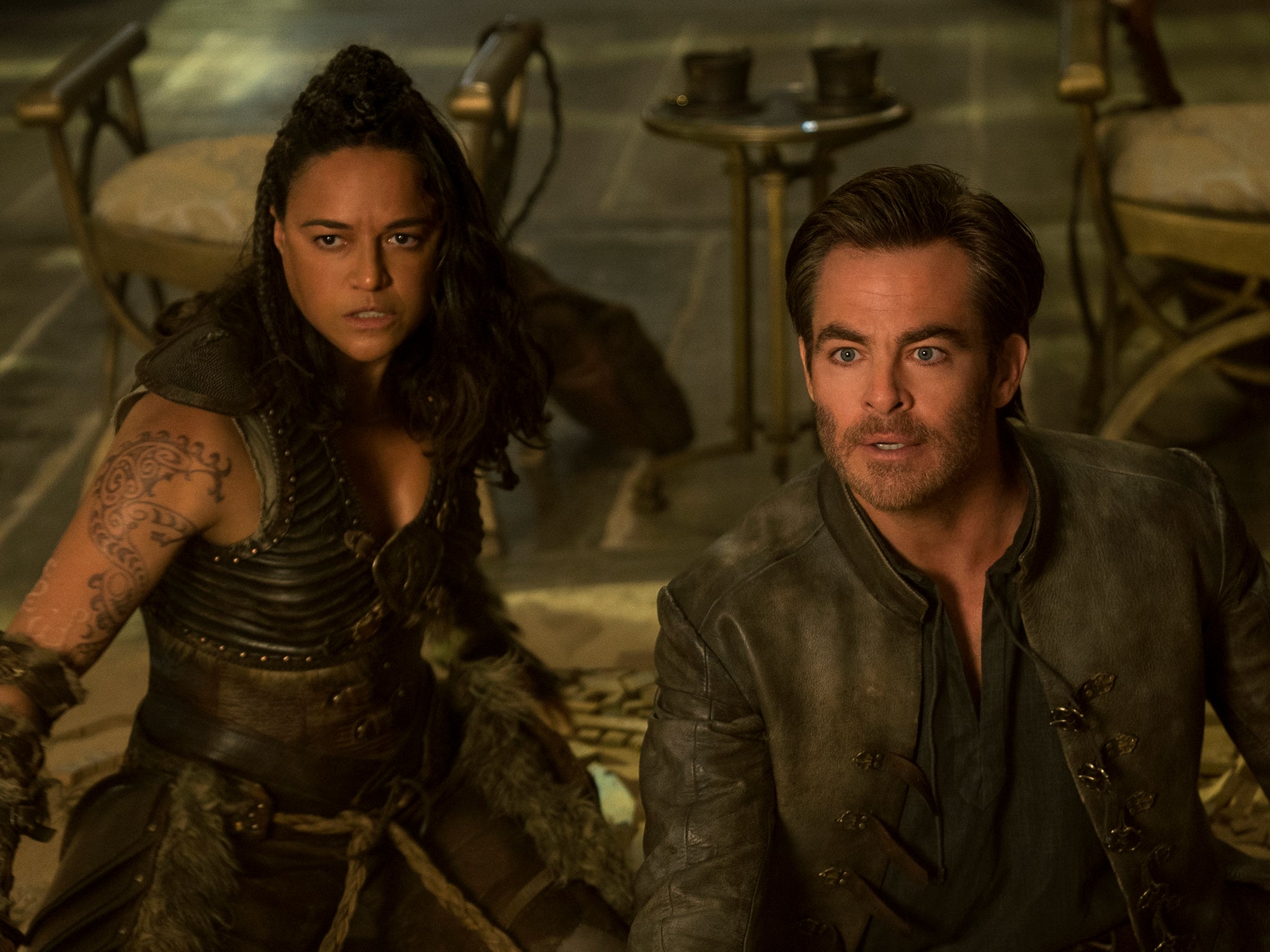 Michelle Rodriguez and Chris Pine in ‘Dungeons & Dragons: Honor Among Thieves'