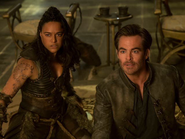 <p>Michelle Rodriguez and Chris Pine in ‘Dungeons & Dragons: Honour Among Thieves’ </p>