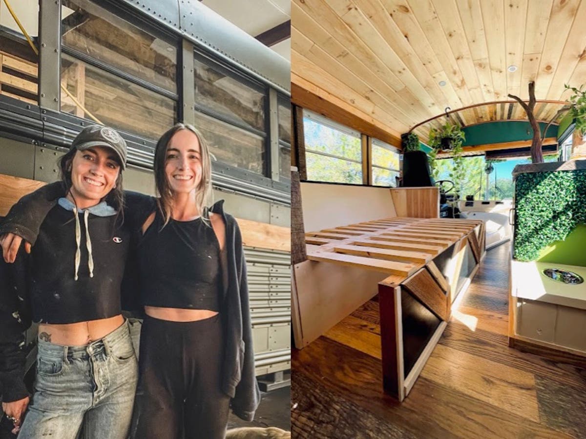 Twin sisters quit their jobs to start business converting old school buses into homes on wheels