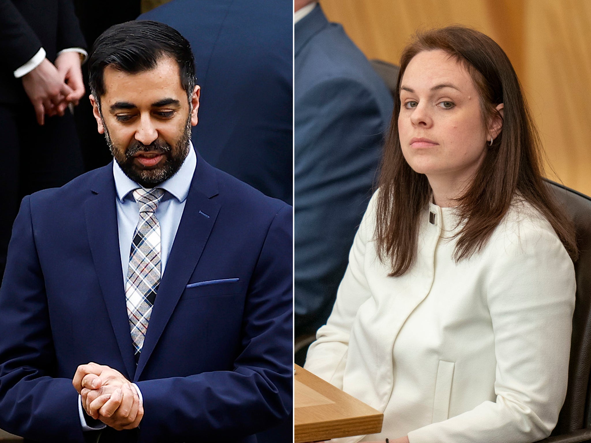SNP leader Humza Yousaf and defeated leadership candidate Kate Forbes