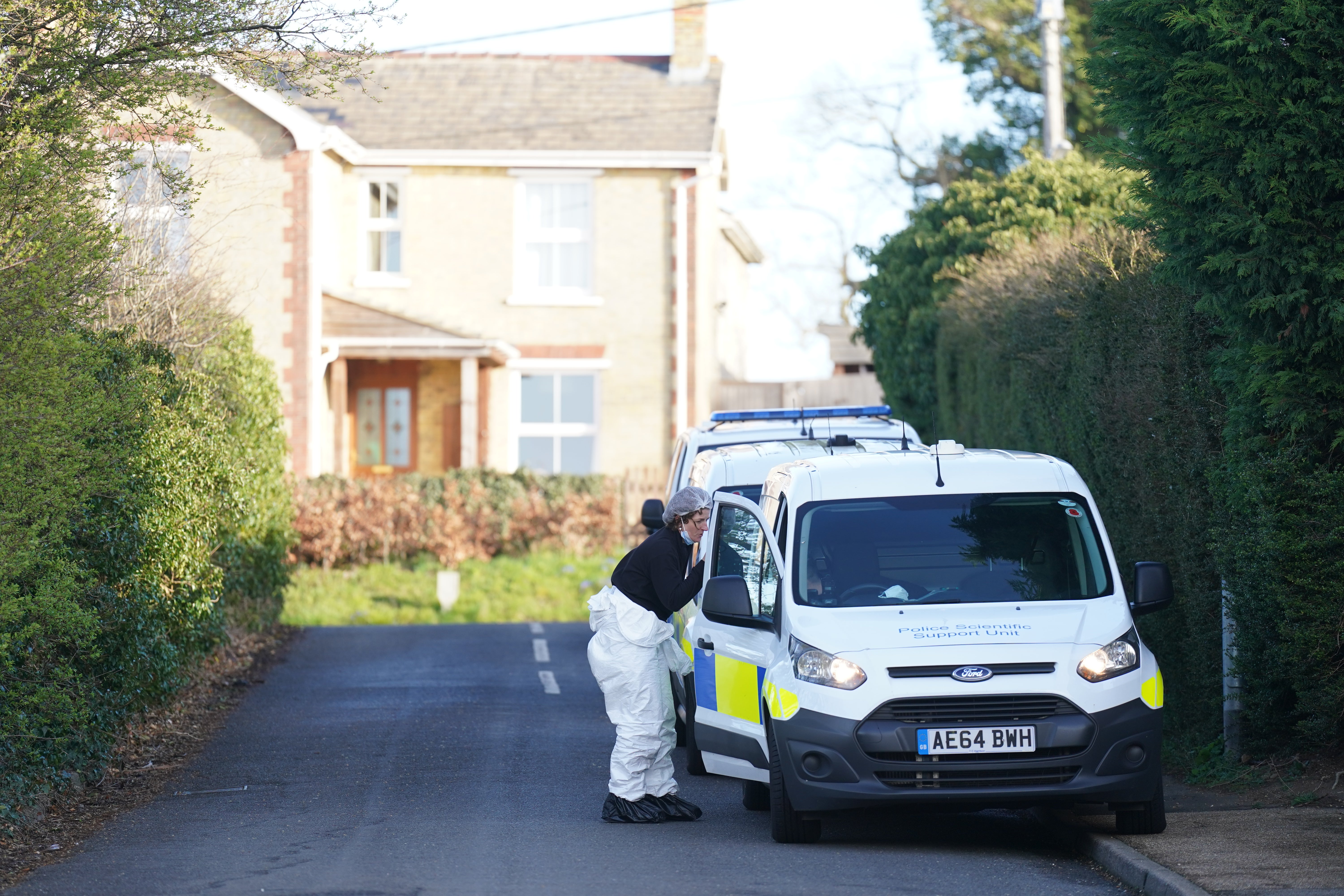 Forensics at the scene in The Row in Sutton in a quiet part of Cambridgeshire