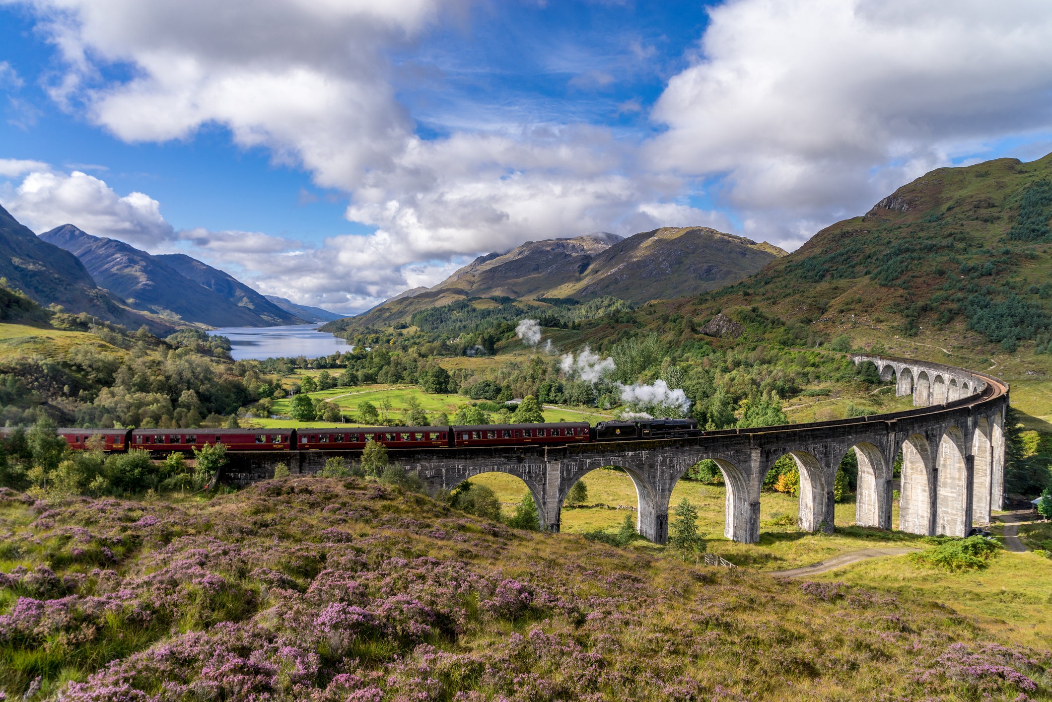 The Glenfinnan railway viaduct in Scotland
