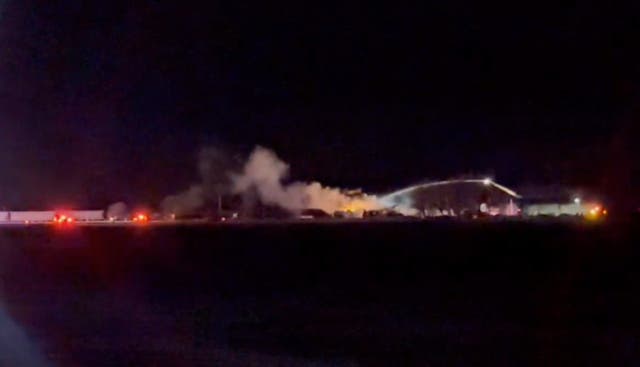 <p>Fire rages in Raymond, Minnesota, after train carrying ethanol derails </p>