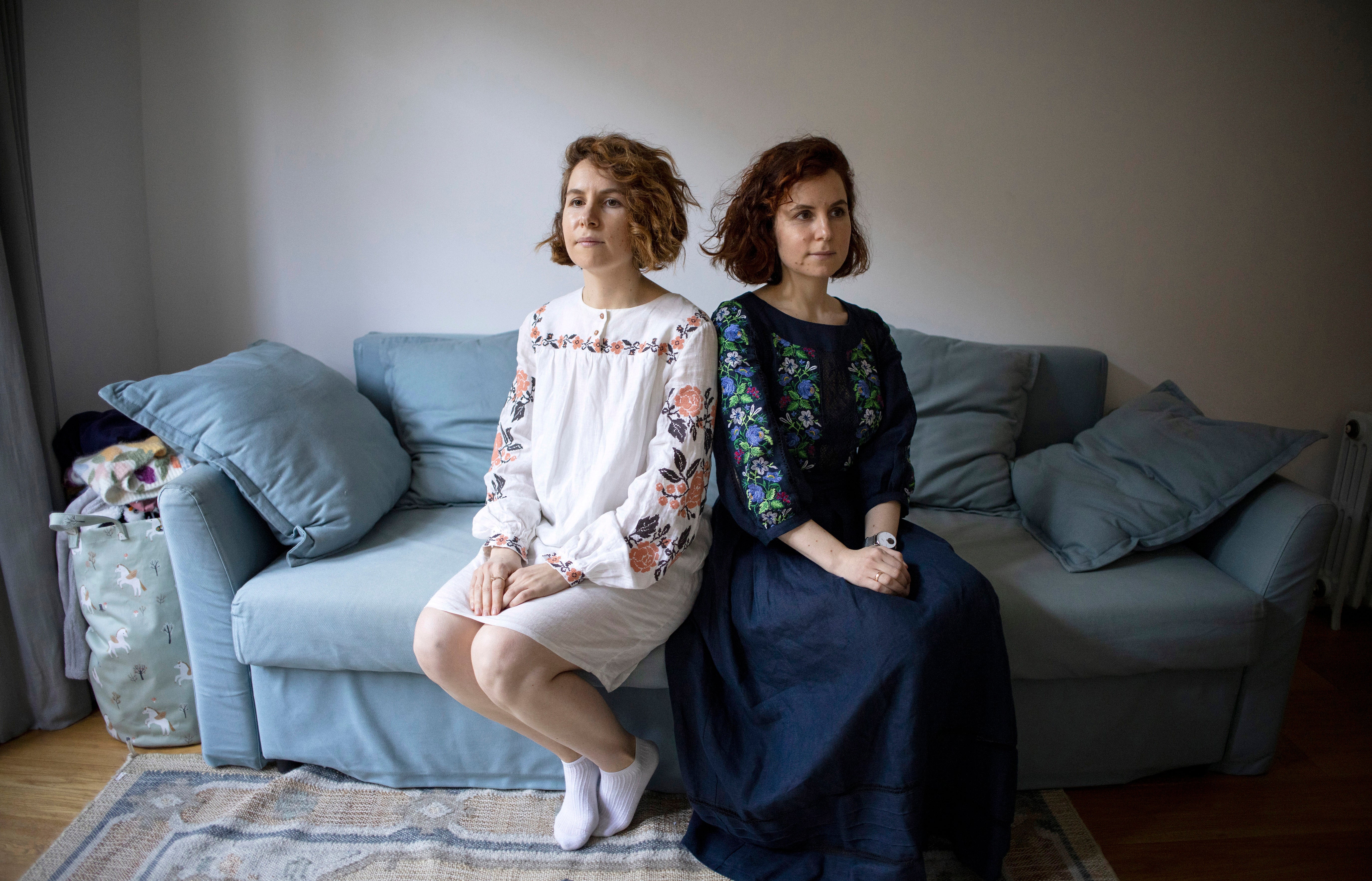 Ukrainian twin sisters Antonina (Tonia) and Ielyzaveta (Lyza), 33, from Crimea at their home in London