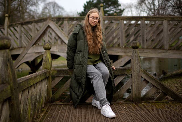 <p>Mariia Ivanchykova, 20, at Weston Park in Sheffield: ‘We lost our home, something that gave us a feeling of belonging, safety and happiness for a long time. Since we left Ukraine, I don’t feel that anymore’ </p>
