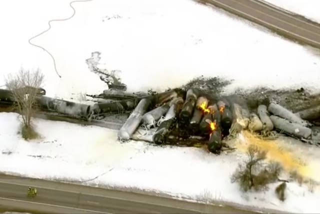 <p>The freight train derailment in Minnesota on Thursday, 30th March </p>