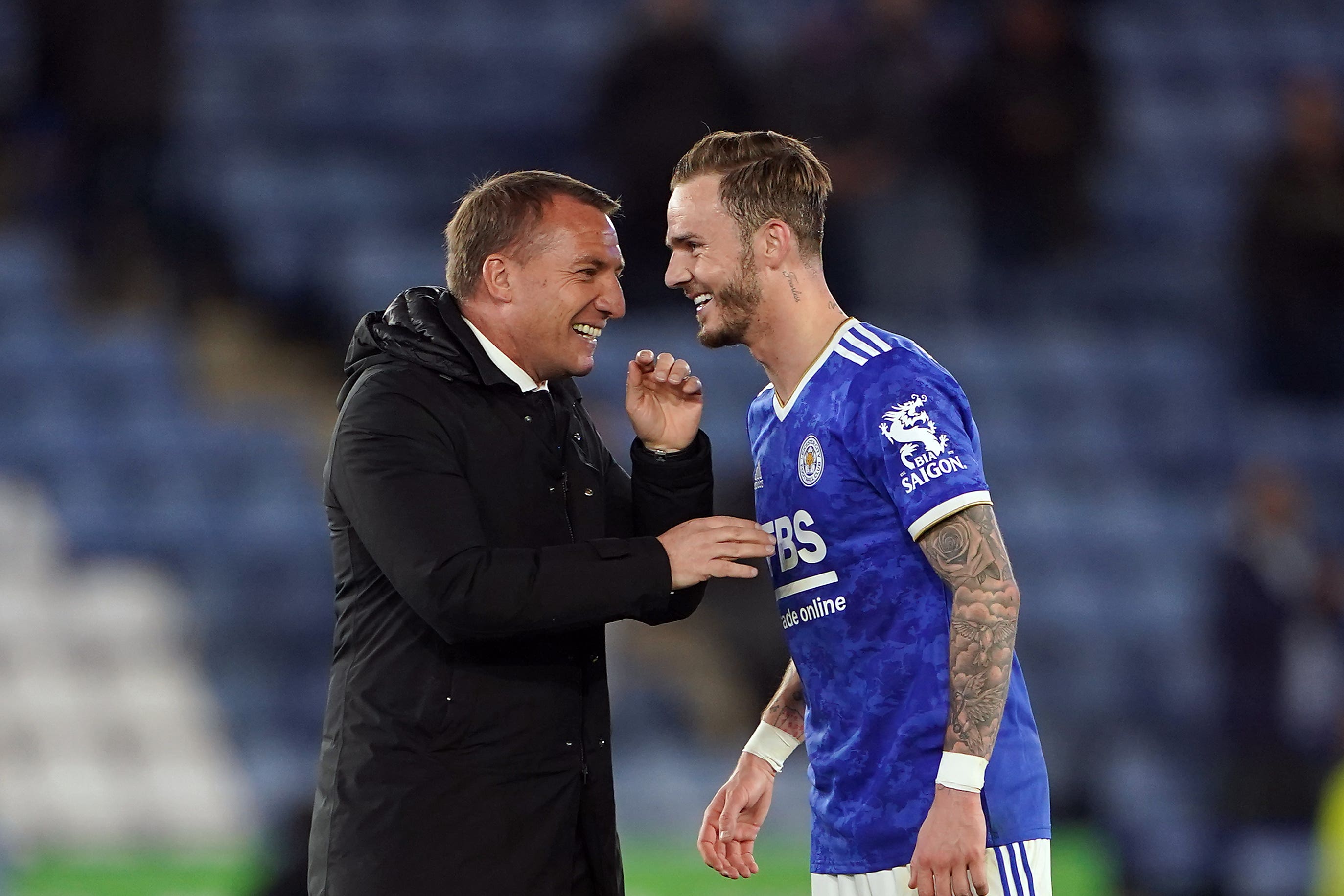 Leicester manager Brendan Rodgers has sung the praises of club captain James Maddison