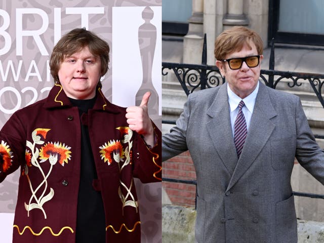 <p>Lewis Capaldi and Elton John</p>