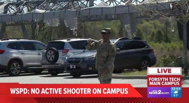 <p>Law enforcement on the scene of the shooting at the community college</p>