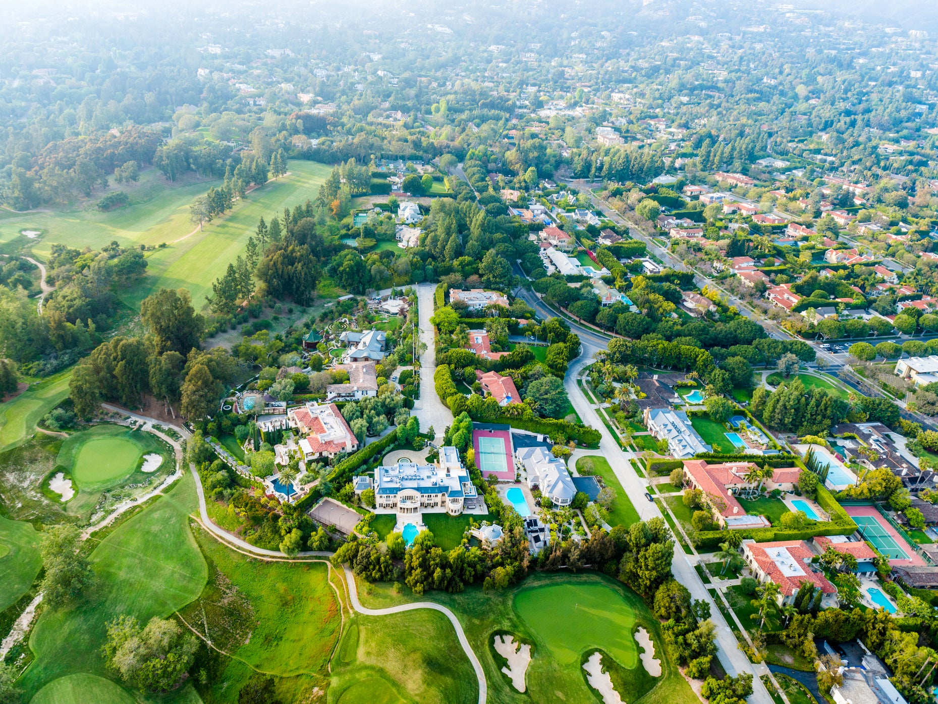 Bel Air Los Angeles mansions and golf course