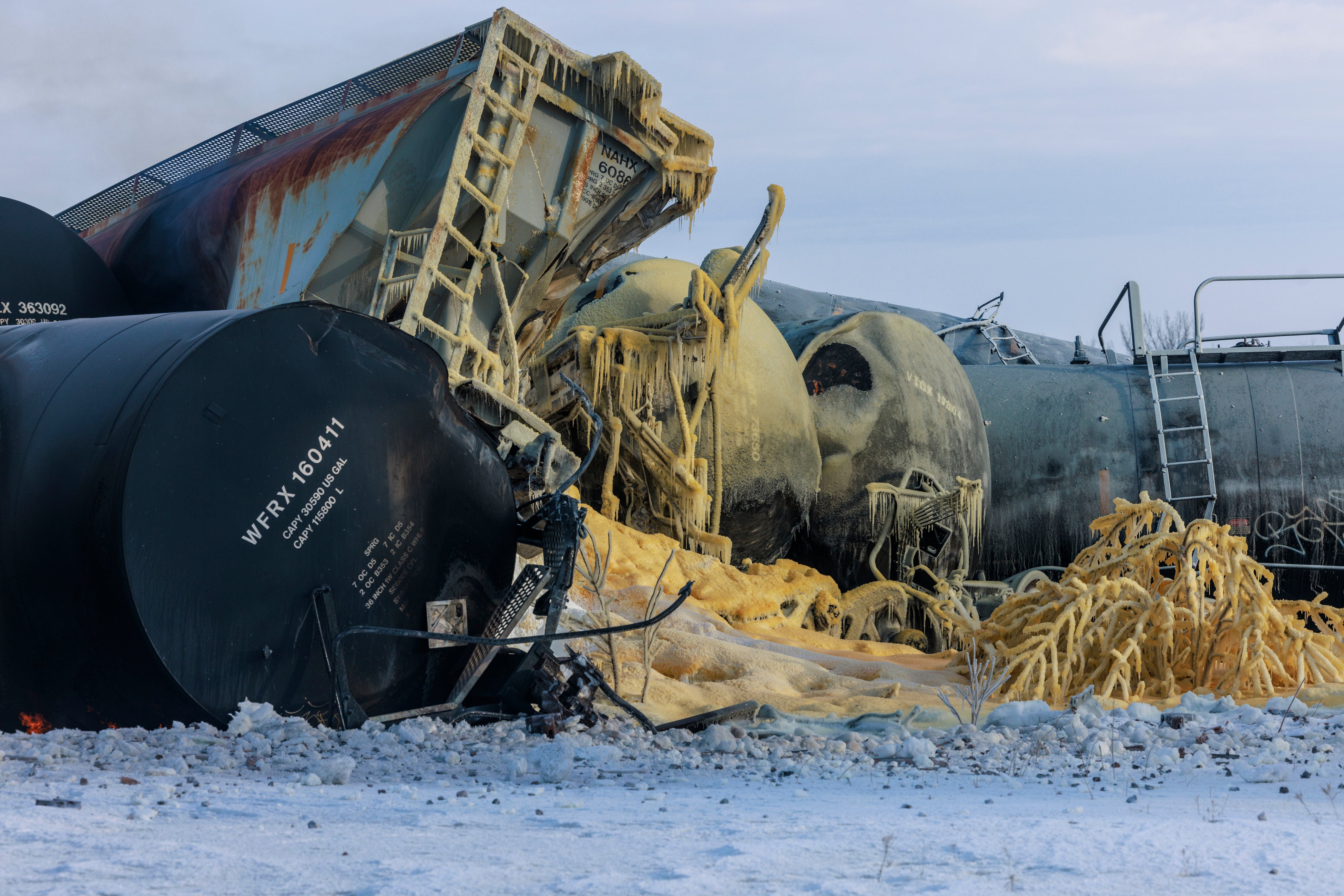 The BNSF freight train was carrying ethanol and corn syrup when it derailed in rural Minnesota