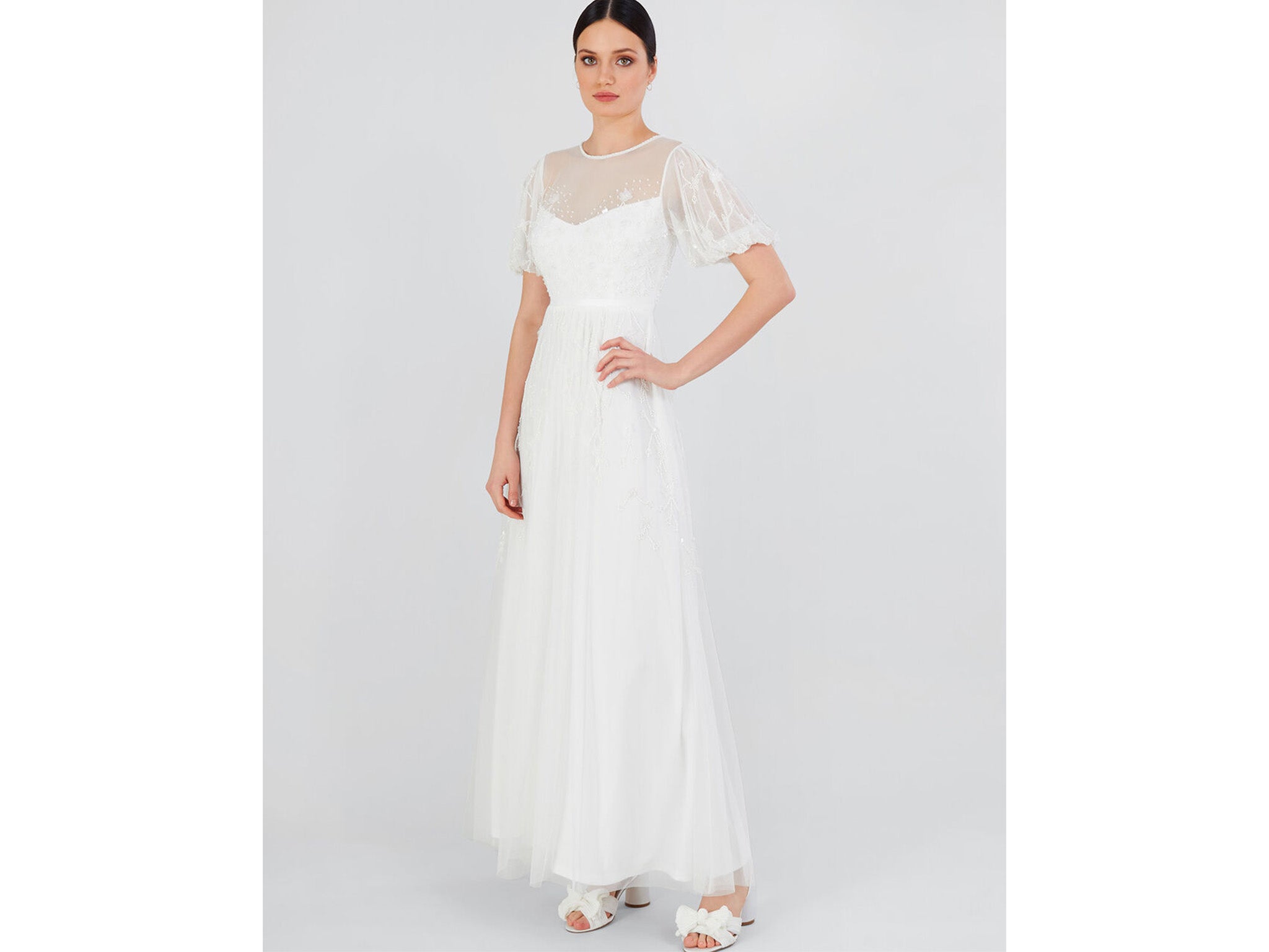 Monsoon Celina embellished bridal maxi dress ivory