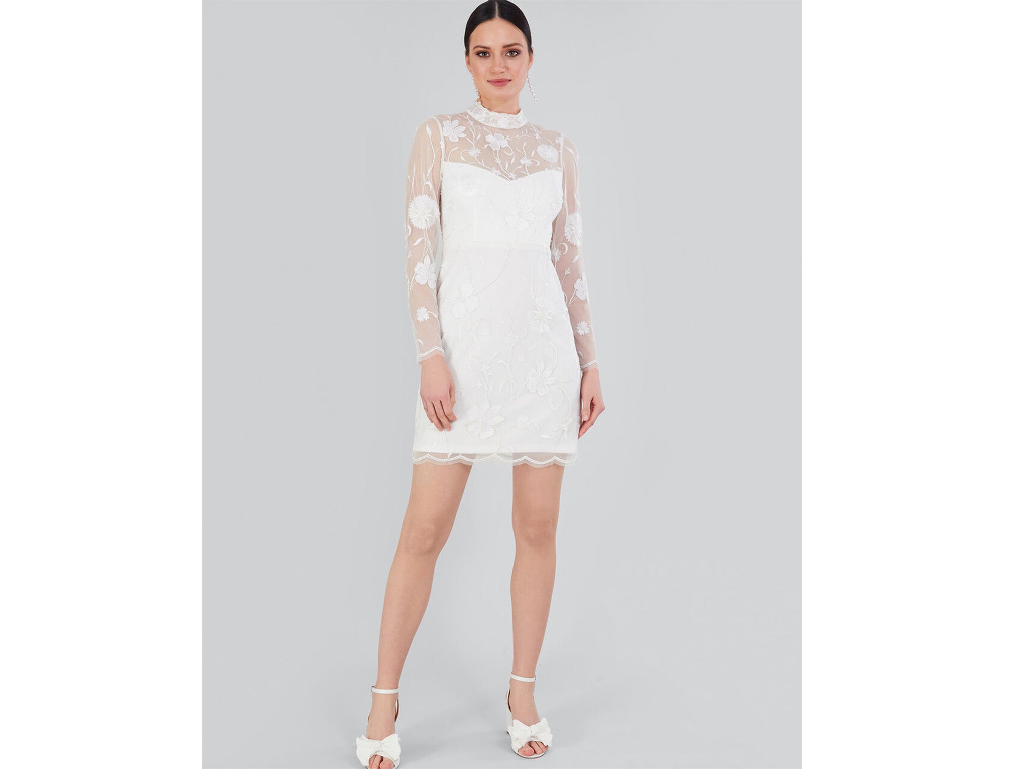 Monsoon Krystyna embroidered short dress ivory
