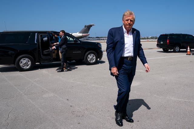 <p>Trump boarding a plane in Florida to take him to a rally in Waco, Texas </p>