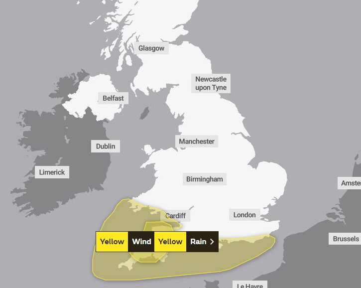 A weather warning is in place until midday on Friday