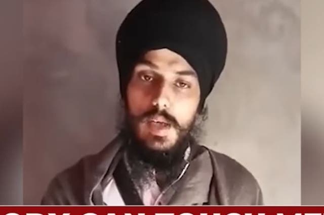 <p>Fugitive Sikh separatist Amritpal Singh</p>