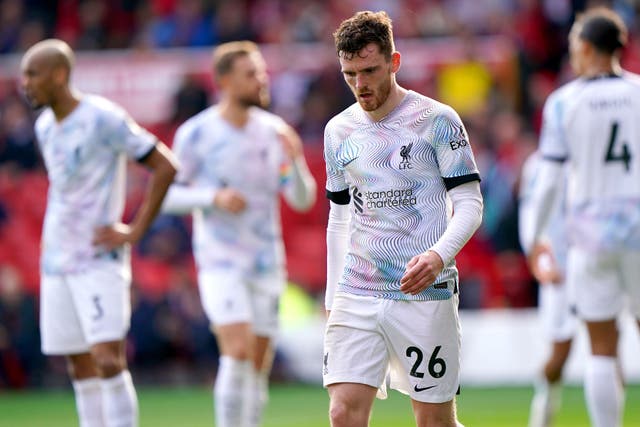 Liverpool have not won wearing their white away kit this season (Joe Giddens/PA)