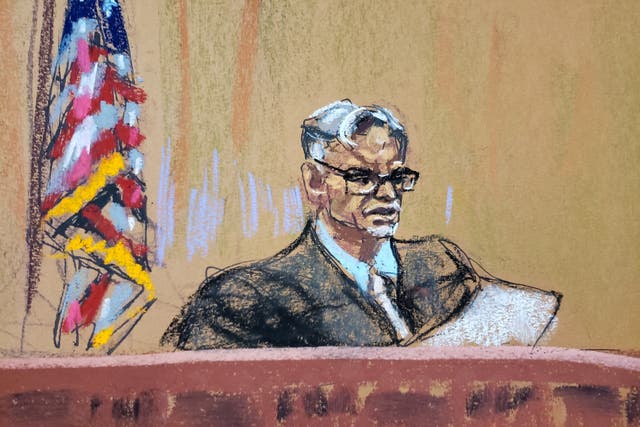 <p>Court sketch of Judge Juan Merchan  during deliberations in the Trump Organization’s criminal tax trial </p>