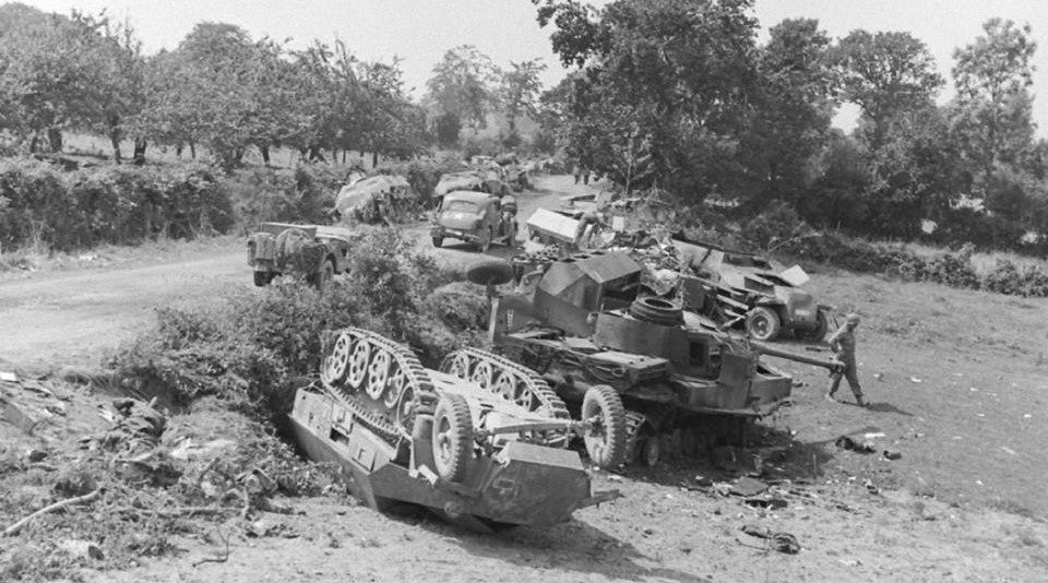 <p>Destroyed German armour at one of the Operation Cobra sites which archaeologists have been excavating</p>