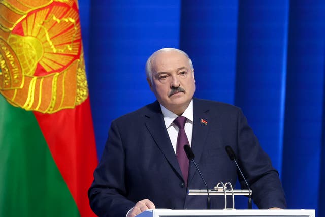 <p>Belarusian President Alexander Lukashenko delivers a state-of-the nation address in Minsk, Belarus, Friday, 31 March 2023</p>
